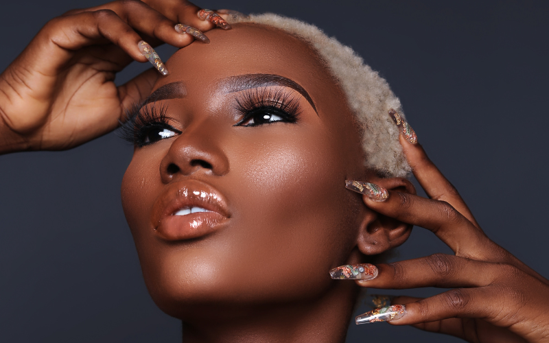 bright colored hair on dark skin