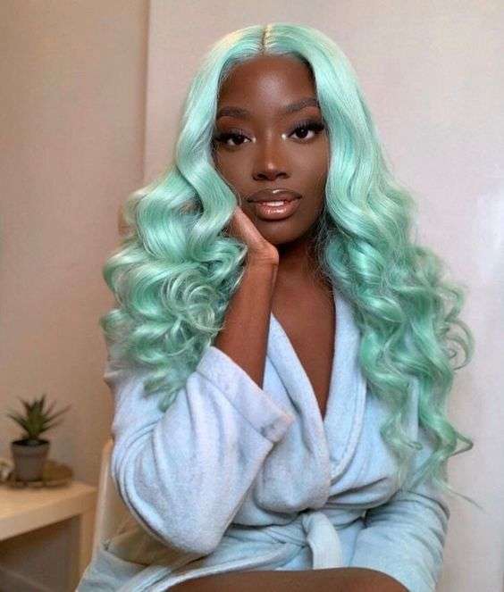 bright colored hair on dark skin looks